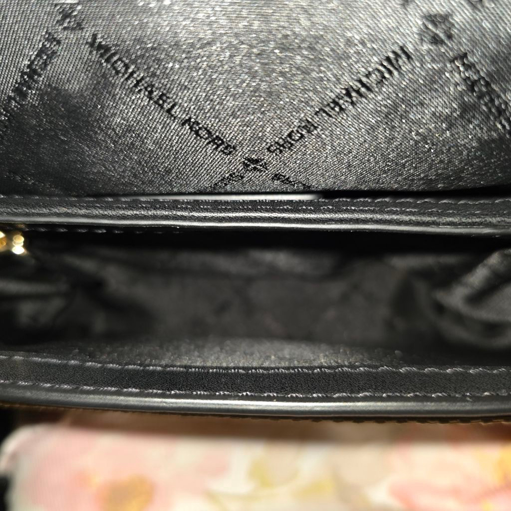 Michael Kors Studded Straw & Leather Crossbody Bag Tan/Black One Size - Picture 8 of 15